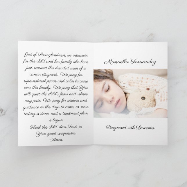 Cartão Oração para Criança Diagnosticada com Cancer - Dob (Interior)