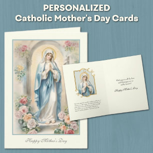 Cartão Oração Religiosa do Dia das Mães Floral