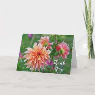 Cartão Orange and Pink Dahlia Flower Birday Obrigado