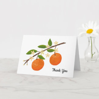 Cartão Orange Citrus Fruit Tree Blossoms Thank You
