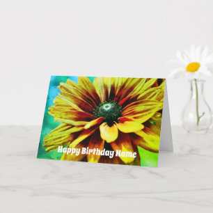 Cartão Orange Daisy Flower Art Personalizado Aniversário