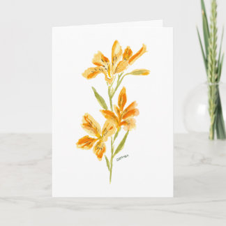 Cartão Orange Lily Watercolor Floral Greeting Card