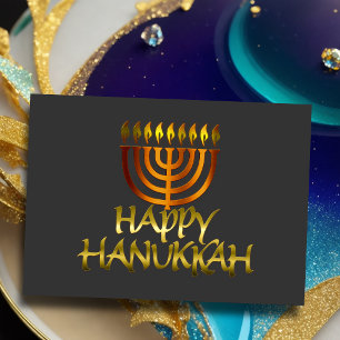 Cartão Orange Menorah Flames Happy Hanukkah Card