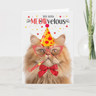 Cartão Orange Persian Cat MEOWvelous Aniversário