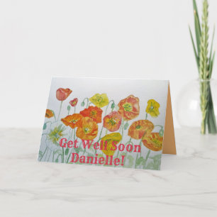Cartão Orange Poppies Watercolour Get Well Soon Card