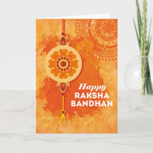 Cartão Orange Watercolor Happy Raksha Bandhan