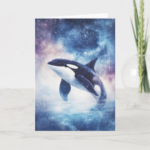 Cartão Orca Estelar Deslizando no Céu Noturno