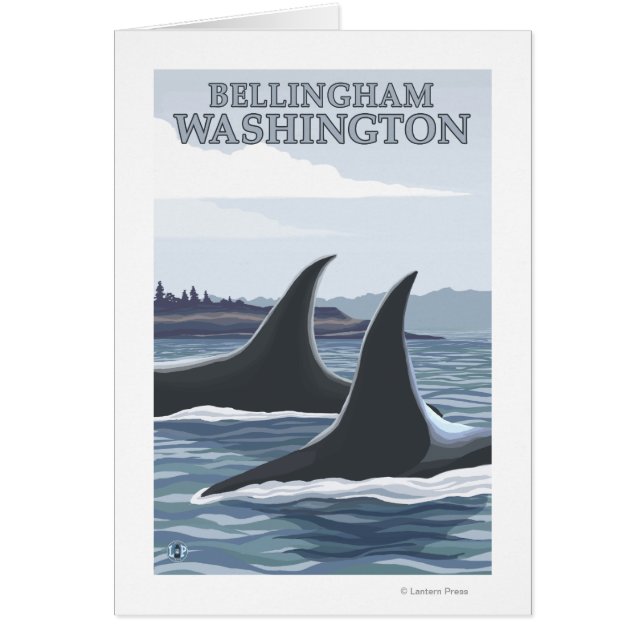 Cartão Orca Whales #1 - Bellingham, Washington (Frente)