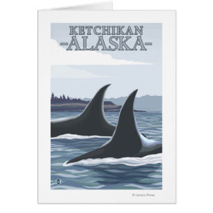 Cartão Orca Whales #1 - Ketchikan, Alaska