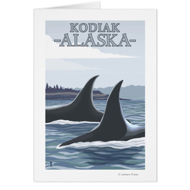 Cartão Orca Whales #1 - Kodiak, Alaska (Frente)