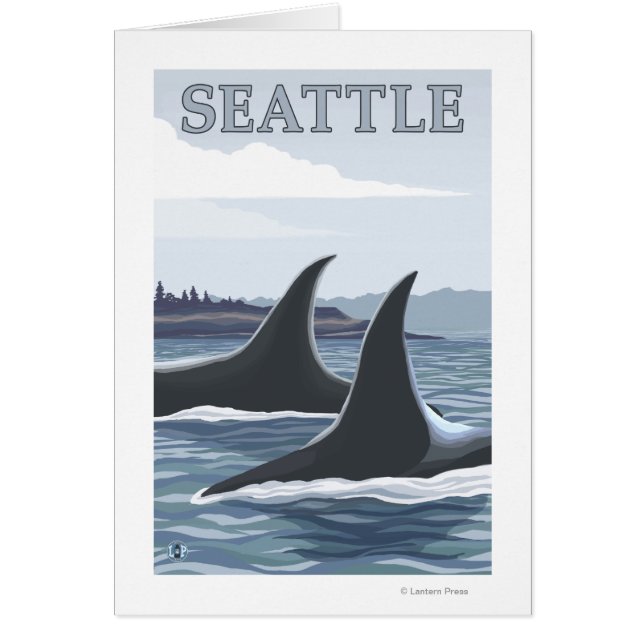 Cartão Orca Whales #1 - Seattle, Washington (Frente)