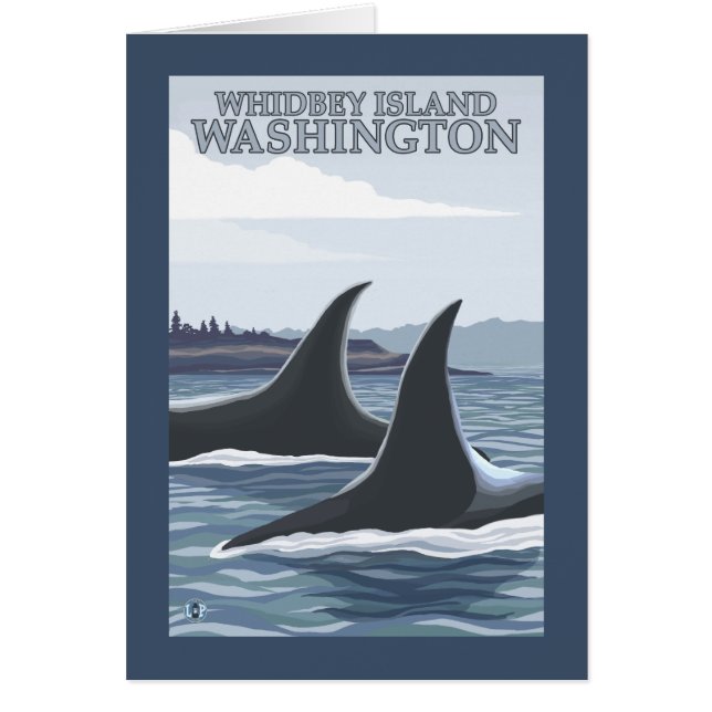 Cartão Orca Whales #1 - Whidbey, Washington (Frente)