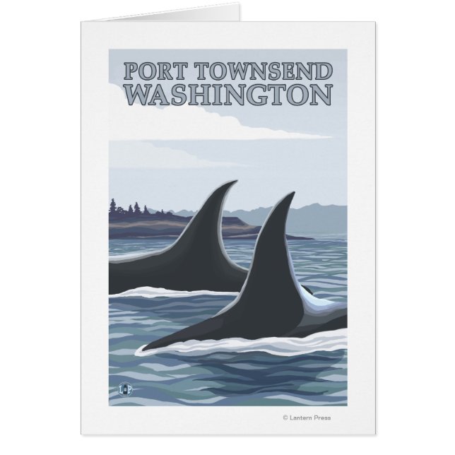 Cartão Orca Whales nº 1 - Port Townsend, Washington (Frente)