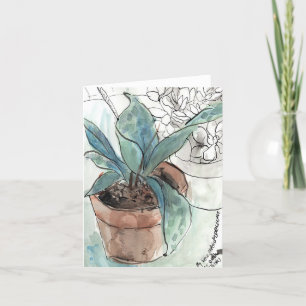 Cartão Orchid Pen & Ink sketch greeting Card