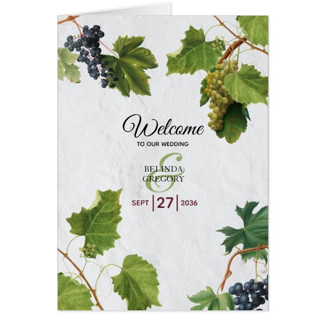 Cartão Ordem de Serviço de Casamento de Uvas da Ilha Greg (Frente)