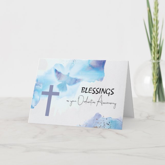 Cartão Ordenação Aniversário Abençoa Cruz Roxa (Frente)