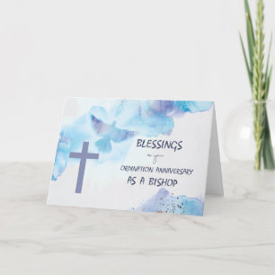Cartão Ordenação de Bishop Aniversário Abençoa Roxo