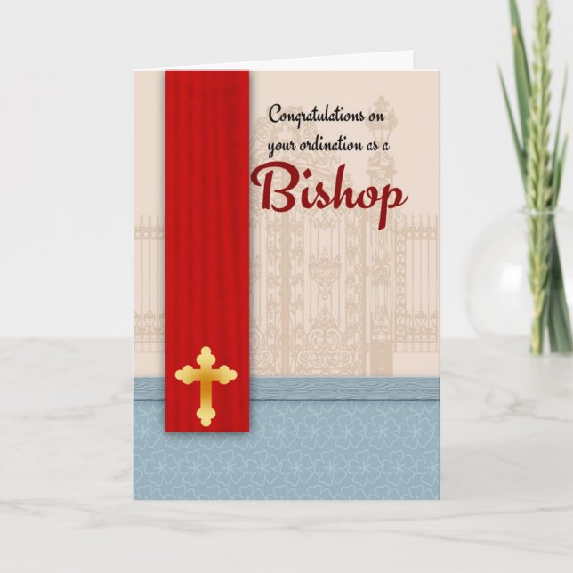 Cartão Ordenação De Bishop parabéns Em Pergaminho (Frente)