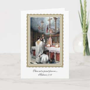 Cartão Ordenação do Aniversário do Sacerdote Elegante