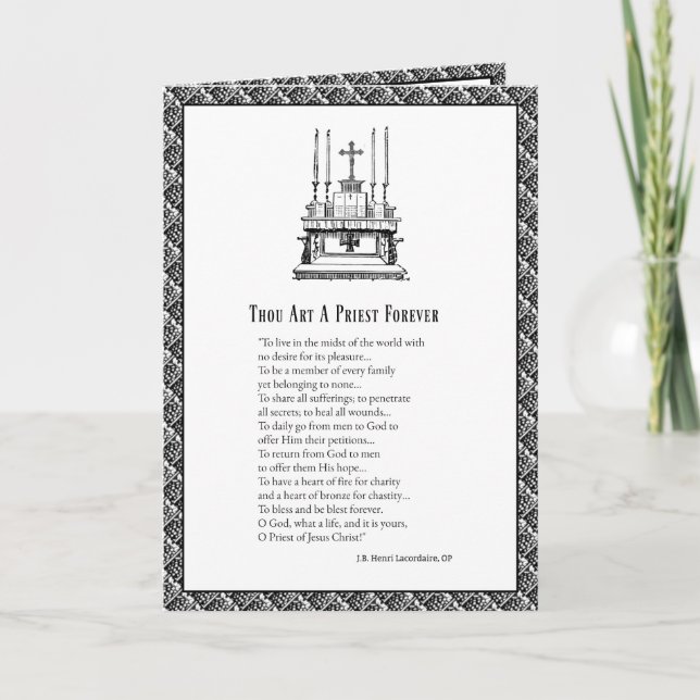 Cartão Ordenação do Padre Católico Anniversário em Massa  (Frente)
