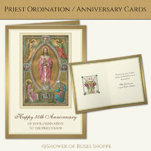 Cartão Ordenação Elegante 50º Aniversário do Padre Jesus