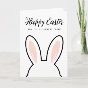 Cartão Orelhas de Coelho Custom Minimalista Feliz Páscoa