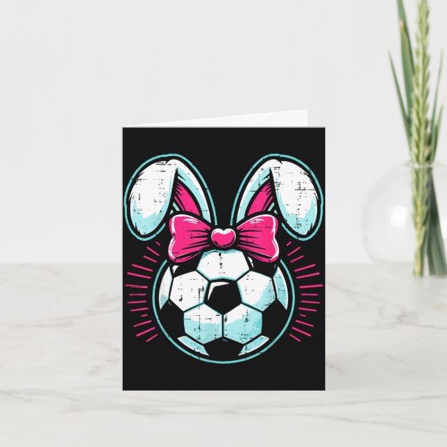 Cartão Orelhas de coelho de bola de futebol da Páscoa arc (Frente)