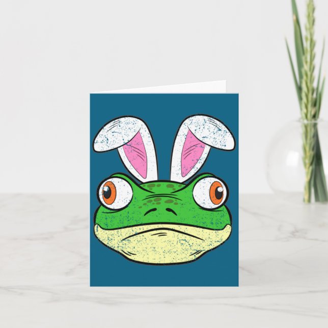 Cartão Orelhas de Coelho de Páscoa Sapo Cute Anfíbio Anim (Frente)