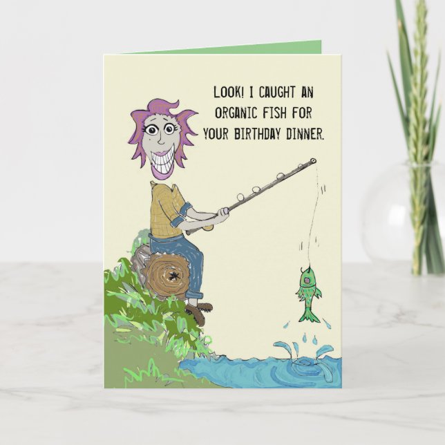 Cartão Organic Fish Dinner Birthday Card (Frente)