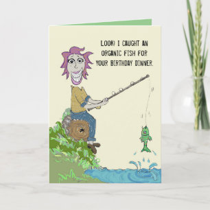 Cartão Organic Fish Dinner Birthday Card
