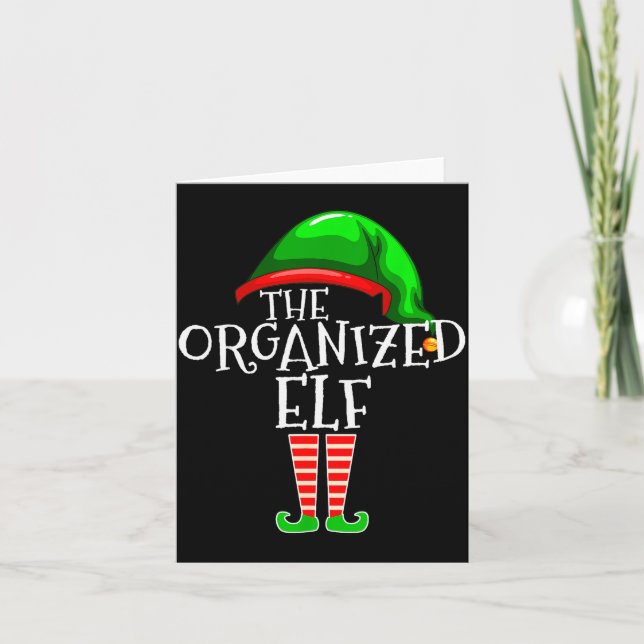 Cartão Organized Elf Group Matching Family Christmas  (Frente)