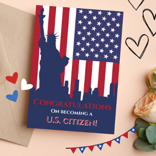 Cartão Orgulho de ser um novo cidadão Parabéns americano