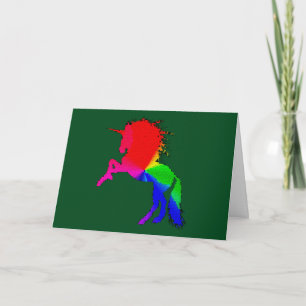 Cartão Orgulho de Unicórnio Colorido Design de Vidro de 