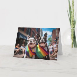Cartão Orgulho gay Boston Terriers