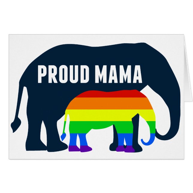 Cartão Orgulho gay Mãe Orgulhosa Elefante LGBT (Frente Horizontal)