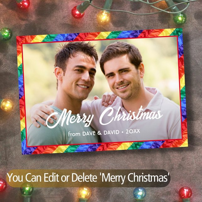 Cartão Orgulho gay Sinalizador Arco-Íris Texto de Foto Te (Criador carregado)