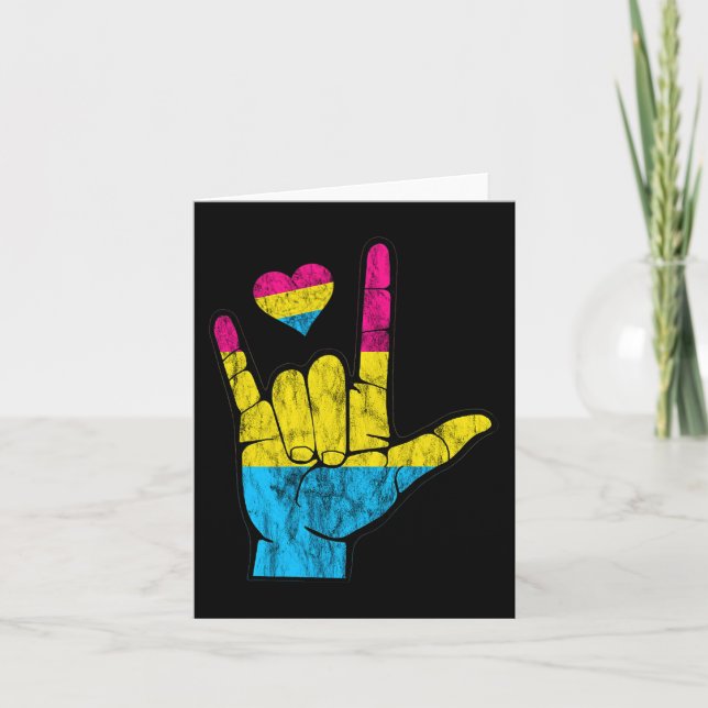 Cartão Orgulho Pan ASL Pansexual Perda Auditiva Conscient (Frente)