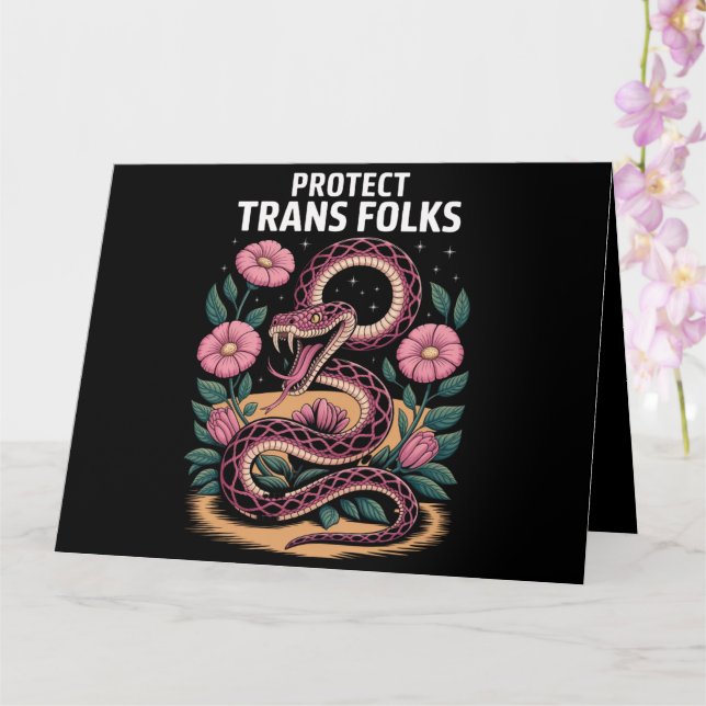 Cartão Orgulho Trans Retro Direito Trans Proteger Pessoas (Orquídea)