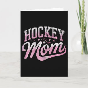 Cartão Orgulhosa Mãe de Hockey Design de Coração Simples