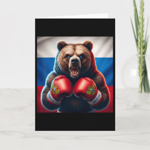 Cartão Orgulhoso Boxeador Urso Russo Rússia Kickboxer Box