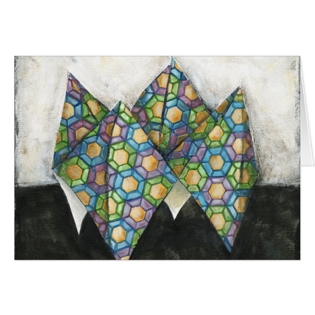 Cartão Origami Fortune Teller em Papel Geométrico (Frente Horizontal)