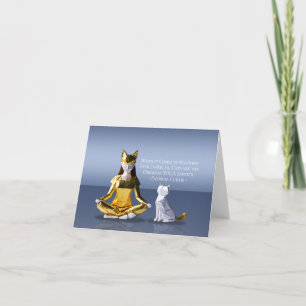Cartão Origami Gold Foil Yoga Meditando Mulher-Gato