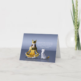 Cartão Origami Gold Foil Yoga Meditando Mulher-Gato