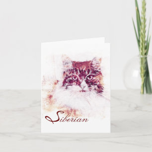 Cartão Original Artwork Siberian Cat Note Card