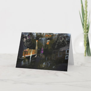 Cartão original da arte dos meios mistos loucos d