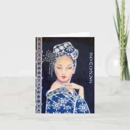 Cartão original de saudação Geisha Art