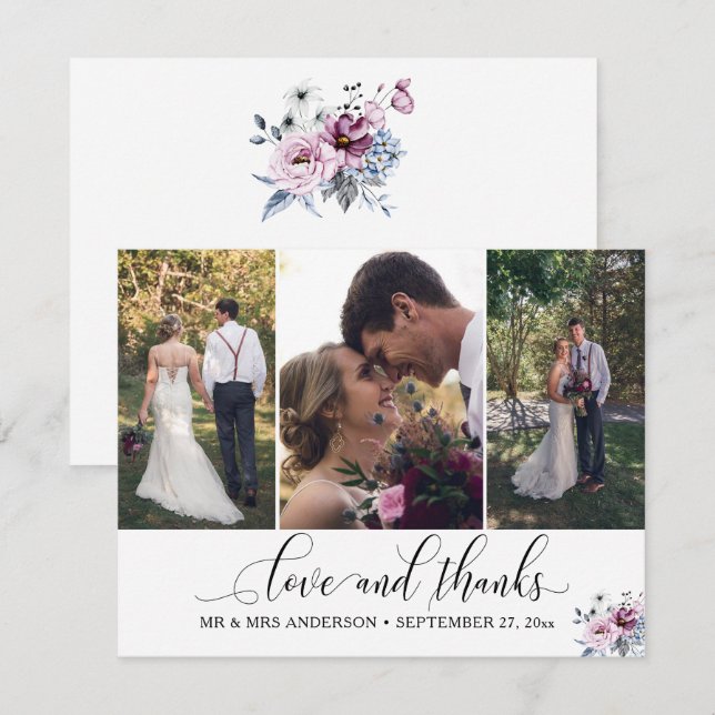 Cartão Ornamentado Calliografia Obrigado 3 Foto De Casame (Frente/Verso)