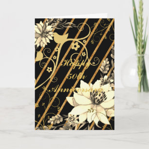 Cartão Ornamentado Preto e Dourado Personalizado