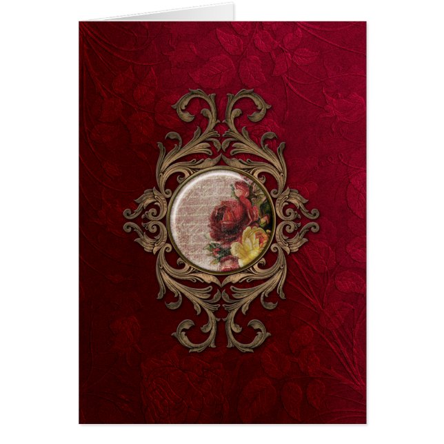 Cartão Ornamentado Vintage Floral (Frente)