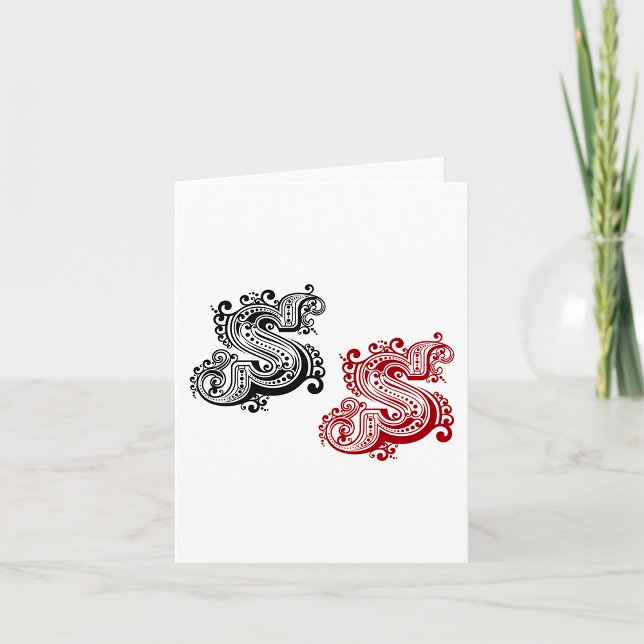 Cartão Ornamentado Vintage - Letra S Monograma (Criador carregado)